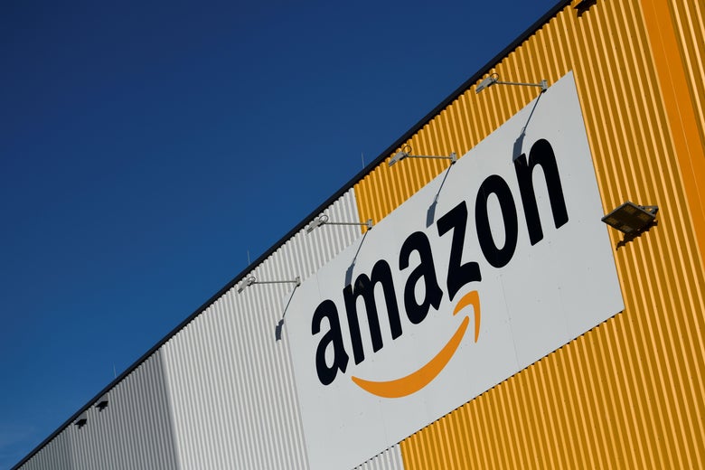 Amazon logo on a building.